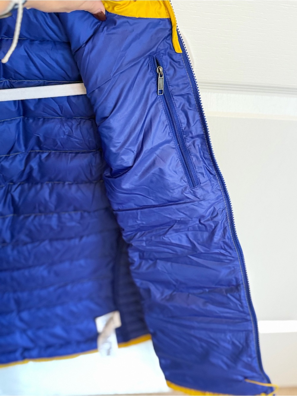 Patagonia Yellow Puffer Vest with Blue Lining - Picture 3 of 5